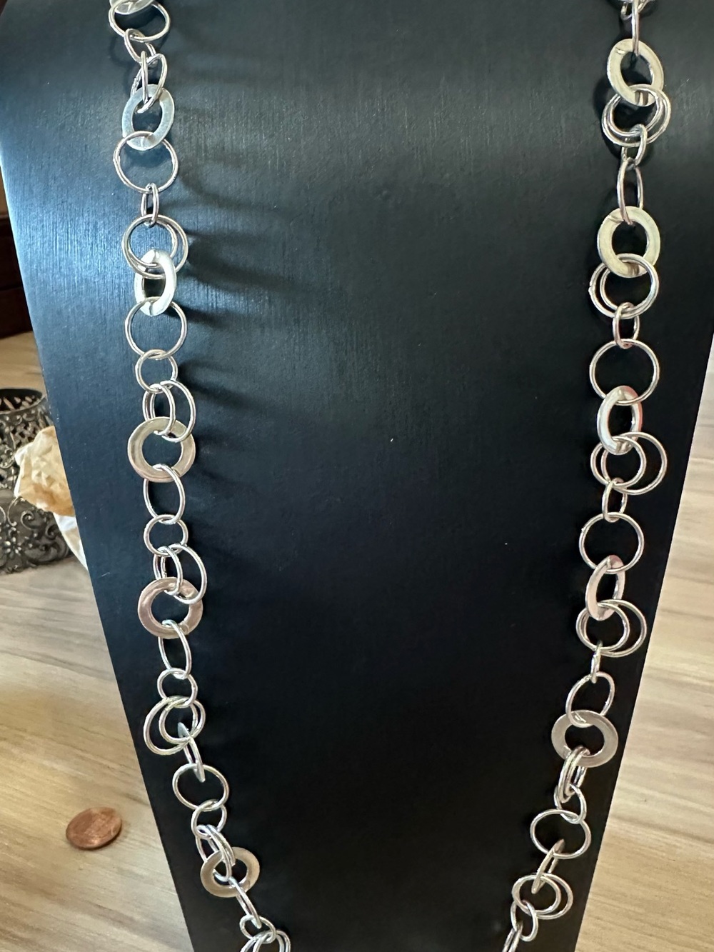 Polished Silver Open Circle Link Necklace